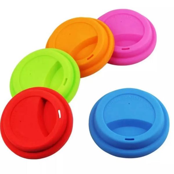 Tampas de xícara de silicone 9cm Anti -pó Provo de derramamento de alimentos de silicone xícara de caneca de caneca de caneca xícaras de chá com tampas de vedação MUITAS CORES 1102