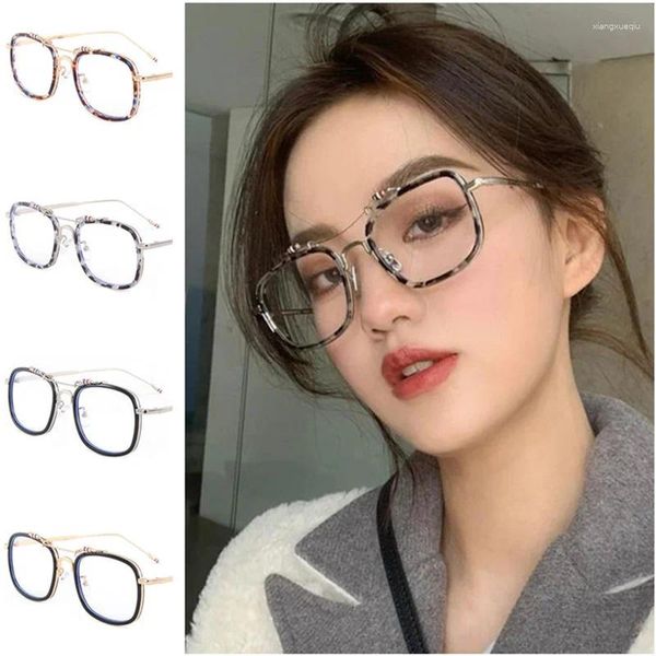 Güneş Gözlüğü Anti-mavimsi hafif gözlük kişiliği çift ışınlı optik gözlükler kare gözlükler unisex alaşım tapınakları gözlük süs