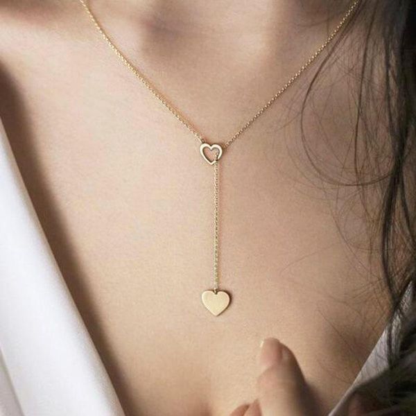 Anhänger Halsketten Nette Koreanische Liebe Herz Stern Mond Für Frauen Zarte Goldkette Geometrische Schlüsselbein Halskette Schmuck Geschenk YN78Anhänger