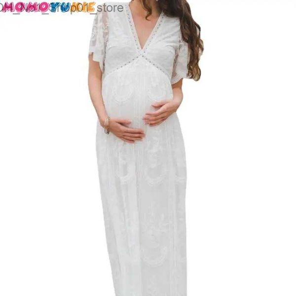Платья для беременных V-образным вырезом Кружева с коротким рукавом Платье для беременных Беременные женщины Фотография Макси-платье Платья для беременных для фотосессии Повседневное лето Q231102