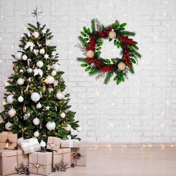 Fiori decorativi Ghirlanda di pigne di Natale Decorazioni creative portatili Porta appesa Gerland artificiale Finestra a muro