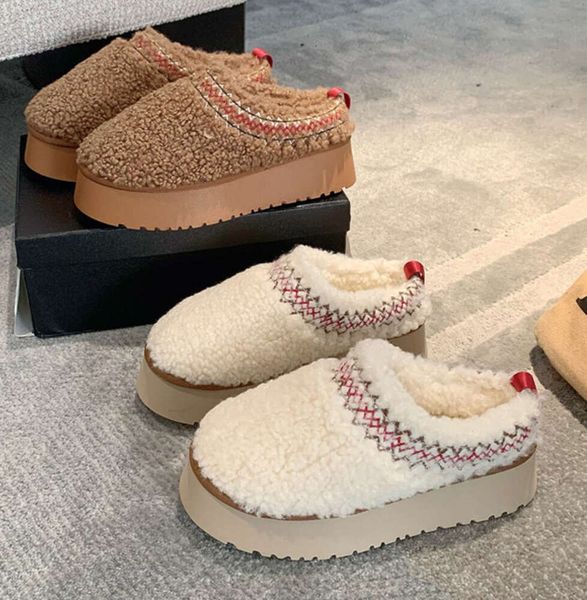 Chinelos Tasman baratos Slides de Pele de Castanha Sherpa velo fofo Tazz trança arranhões Mules Mulheres Ultra Mini Bota Plataforma Slip-on Sapatos Camurça Superior Conforto australia ges