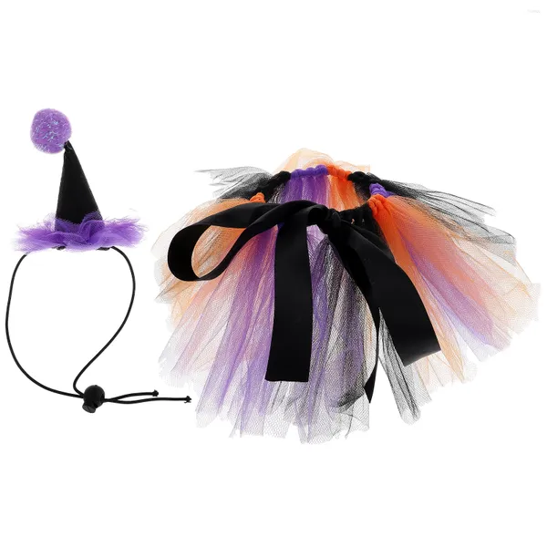 Abbigliamento per cani Tutu per animali domestici Accessori per vestiti Costume da strega Decor Cerchi per capelli di Halloween Costumi in rete Cani di piccola taglia per