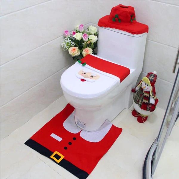 Toilettensitzbezüge Weihnachtsbezug Badezimmer Fußpolster Wassertank Dekor Ornamente