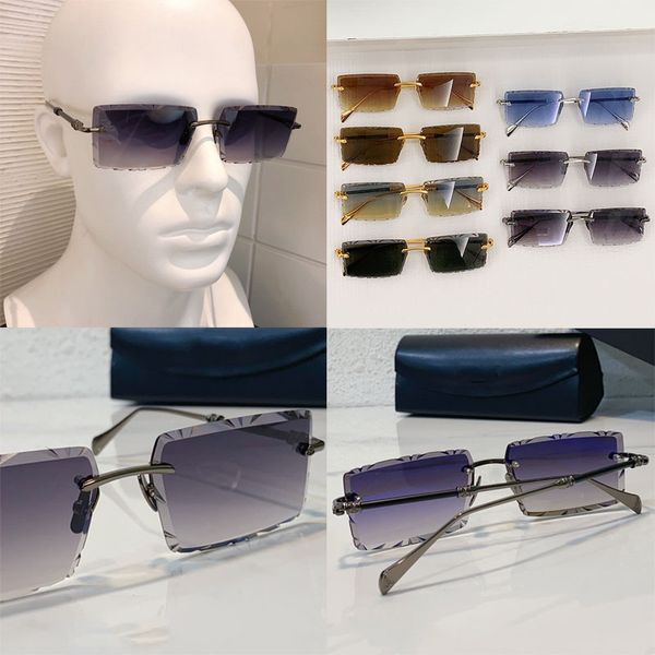 Luxuriöse quadratische rahmenlose 3D-Schnitt-Designer-Sonnenbrille für Männer und Frauen Z055-Gläser mit blauer Augenschutzfolie zum Fahren in der Freizeit und im Urlaub mit Farbverlauf von Lunettes