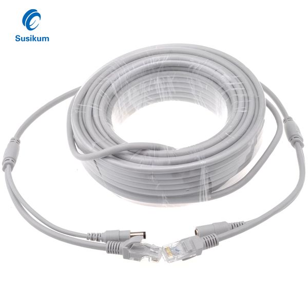 5M/10M Ethernet-LAN-Kabel CAT5/CAT-5e RJ45 + DC-Strom, graue Kabel für IP-Netzwerkkamera, NVR, CCTV-System