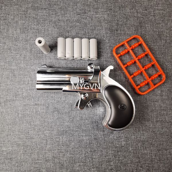 Derringer liga arma de brinquedo macio bala escudo ejeção mini arma modelo adulto coleção presentes moive prop melhor qualidade