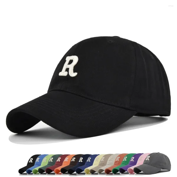 Шариковые кепки, 6 панелей, красочная кепка-дальнобойщик, бейсбольная кепка с вышивкой буквы R, женская и мужская, уличная, велосипедная, для путешествий, солнцезащитная, шляпа с изогнутыми полями