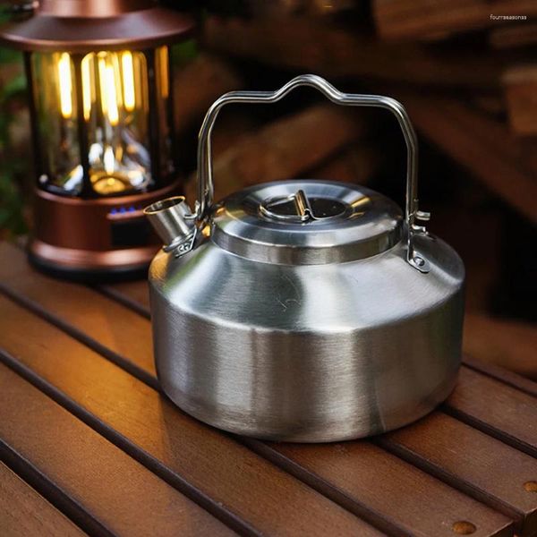Canecas chaleira ao ar livre bules de chá de aço inoxidável fogão acampamento resistente ao desgaste cozinha água mini portátil ultra leve conveniente
