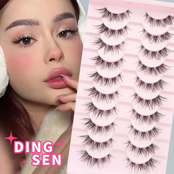 Falsche Wimpern DINGSEN Cat Eye Lashes Extension Natural Anime Winged Clear Band Eyelash Manga Makeup 231101