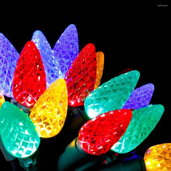 Corde 5M 10M Conteggio C6 Fragola Albero di Natale Fata Luce Stringa per esterni Impermeabile Giardino Patio Ghirlanda per le vacanze