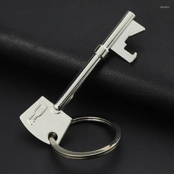 Schlüsselanhänger Tragbarer Metallbier-Schlüsselanhänger Flaschenöffner Schlüsselform Küchenzubehör Hochzeitsfestbevorzugungsgeschenke für Gäste Autotaschenverzierung