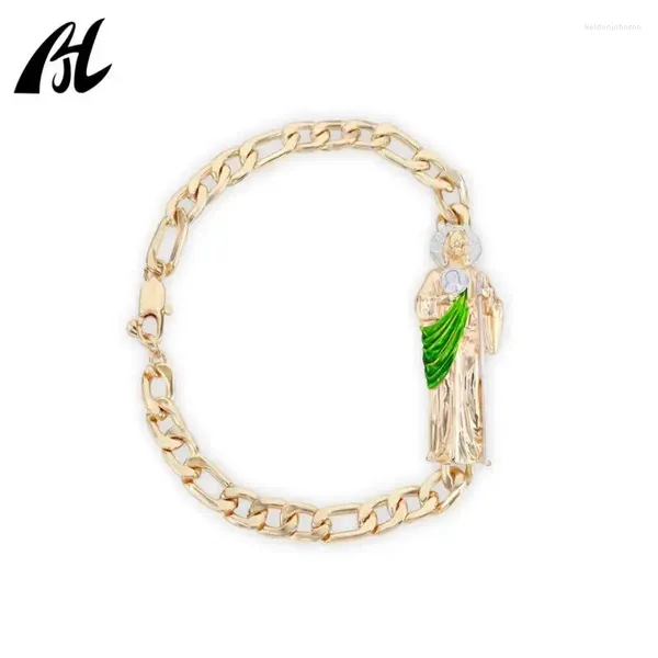 Braccialetti a maglie Grossista Gioielleria di moda Bracciale Religioso San Judas Rame 14K Placcato oro 18K Regolabile per regalo