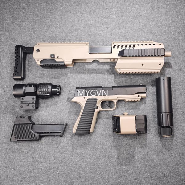 Pistola de brinquedo semiautomática M1911 com kit de carabina Arma de brinquedo com ejeção de concha de bala macia para adultos meninos jogos de tiro engraçados