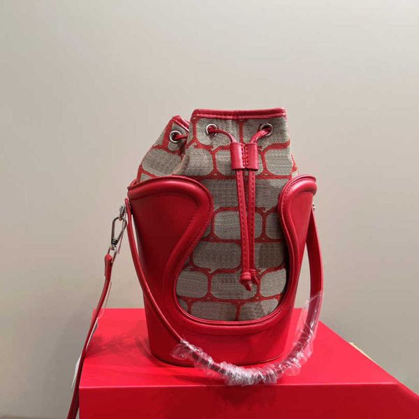 Saco de luxo VLT Red Buckets Designer Bag Mulheres Bolsa de Ombro Luxurys Bolsas Bucket Bags Clássico Bolsa Bolsa Vintage Crossbody Bolsa 231015
