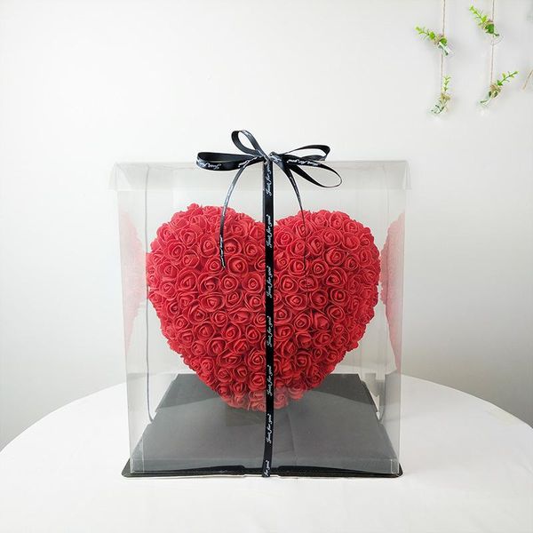 Dekorative Blumenkränze 30x30cm Rote Rose Bär Süßes Herz Künstliche Blume Dekoration Valentinstag Geburtstagsgeschenk Rosa Oso Flor Valentinstag