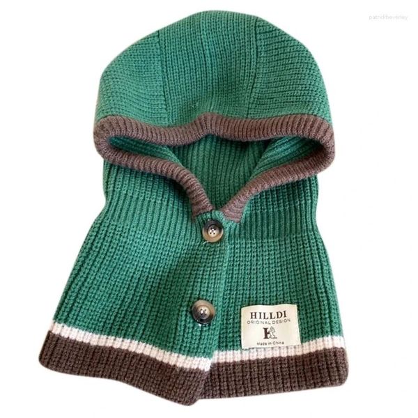 Berets com capuz chapéu cachecol de malha gorro outono inverno moda malha pescoço mais quente meninas crochê earflap