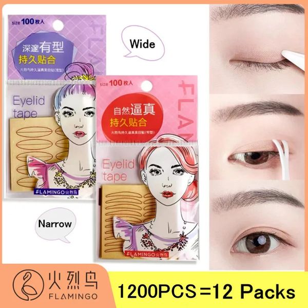 Ferramentas para pálpebras FLAMINGO 1200PCS Natural invisível dupla fita para pálpebras dobrável autoadesiva transparente bege adesivo para pálpebras ferramenta para ampliar os olhos 231102