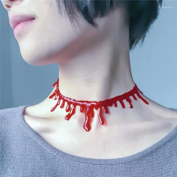 Anhänger Halsketten 2023 Mode Gefälschte Blut Vampire Fancy Joker Choker Halskette Frauen Colliers Halloween Geschenk