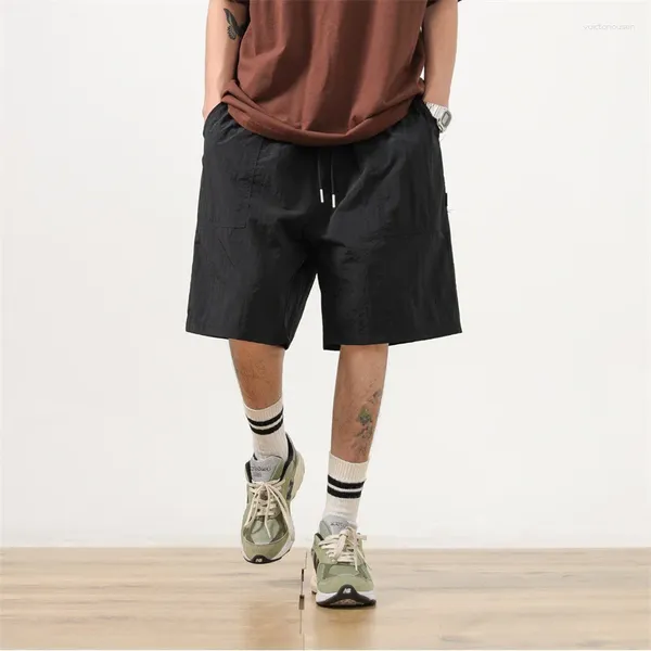 Pantaloncini da uomo Summer Cargo Uomo Moda retrò Tinta unita Casual giapponese Streetwear Hip-hop gamba larga ampia M-2XL