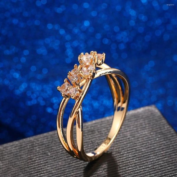 Anéis de casamento ocos geométricos para mulheres meninas zircão anel de noivado de cristal joias vintage presente bague