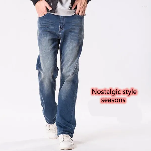 Jeans da uomo in denim dritto largo taglie forti 29-46 pantaloni cargo in cotone per il tempo libero pantaloni lunghi da uomo