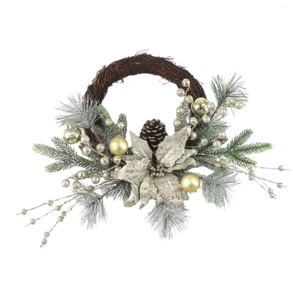 Flores decorativas grinalda de natal com luzes decoração de inverno porta para casamento fora da fazenda decoração de casa interior