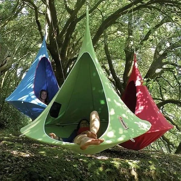 Mobiliário de acampamento Tenda para pátio Cadeira suspensa Cocoon Swing Teepee-Tree Hamaca Rede ao ar livre Bicho-da-seda