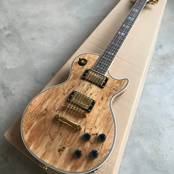 Custom Shop, hergestellt in China, hochwertige E-Gitarre, Gitarre aus verfallendem Holz, Abalone-Intarsien, goldene Hardware, kostenloser Versand