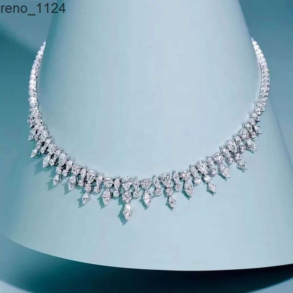 Vana jóias finas 925 prata esterlina colares grande cz zircônia cúbica corrente de tênis simulado diamante pingentes colar jóias