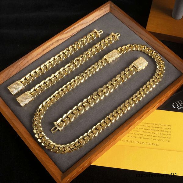 designer di gioielli collana a catena cubana collane all'ingrosso oro 18k Link cubano in oro personalizzato oro 24k u catena miami 10mm 12mm 15m collane hip hop designer