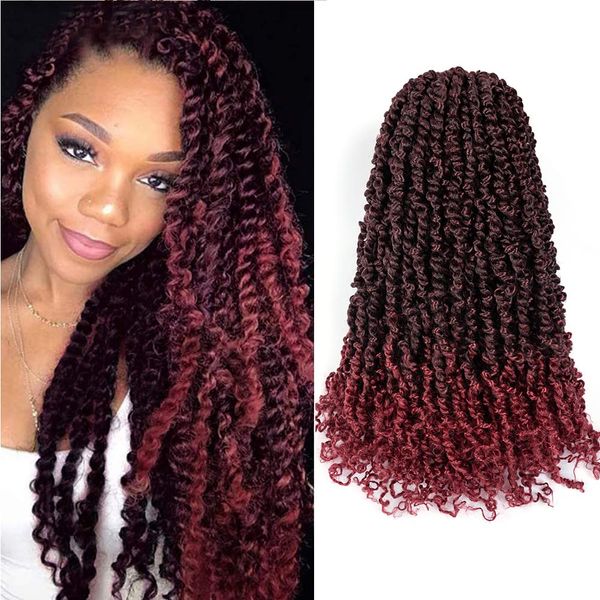 Ombre Pre Looped Passion Spring Twist Hair Water Wave für Passion Twist Pre Twisted Synthetic Braids Extensions Braiding Crochet Braid Hair