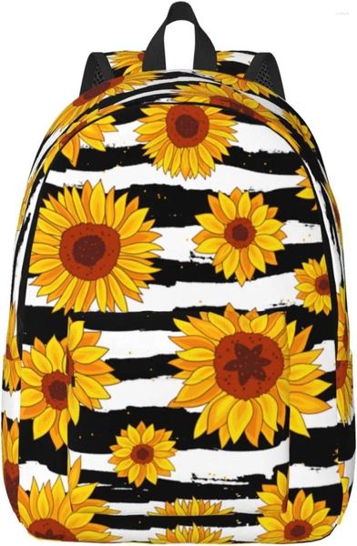 Rucksack, lässig, leicht, Sonnenblume, Laptop, Herren, Damen, Reisetasche, Outdoor, Segeltuch, Tagesrucksack