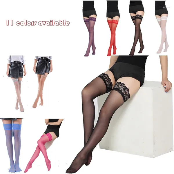Kadınlar SOCKS Kadınlar Seksi Çorap şeffaf dantel üst uyluk yüksek çorap kadın gece kulüpleri için külotlu çorap 11 renk mevcut