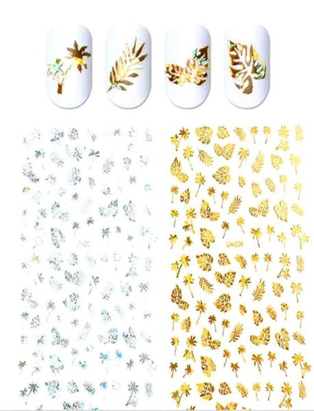 Artigianato fai-da-te Adesivi per unghie 3D Olografico Albero di cocco AceroTartaruga Foglia Design Nail Art Decalcomanie per manicure Forniture per manicure5404130