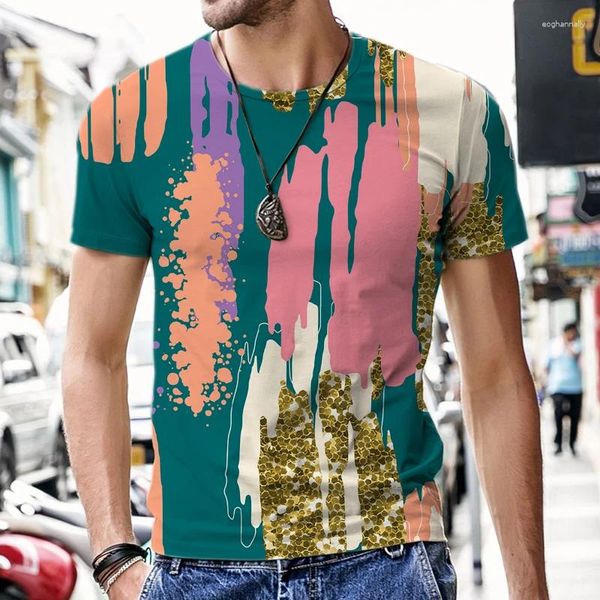 Camiseta masculina 2023 verão 3d abstrato graffiti padrão camiseta moda de manga curta casual confortável 3dt camisa topos masculino