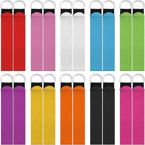 Anahtarlıklar 20pieces Neoprene Wristlet Keychain Krayard El Bilekleri Kadınlar için