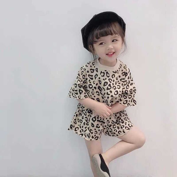 Kinder Sommer Sets Baby Mädchen Baumwolle Kleidung Sets Infant Leopard Print T-Shirts mit Shorts 2Pcs Sets Kinder Trainingsanzüge P230331