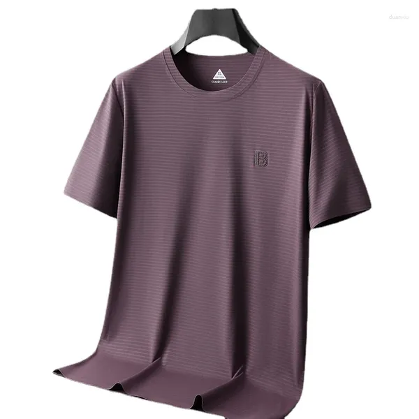 Herren T-Shirts Ankunft Mode Extra Große Eis Seide Kurzarm Rundhals Streifen T-shirt Plus Größe XL 2XL 3XL 4XL 5XL 6XL 7XL