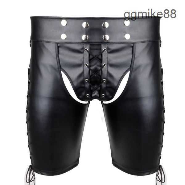 Dessous Sexy String Herren Höschen Kunstleder Seitliche Schnürung Bondage Harness Hosen Gothic Dessous Open Buopen Cortch Shorts Gay Fetisch Unterwäsche Damen Tangas DC6T