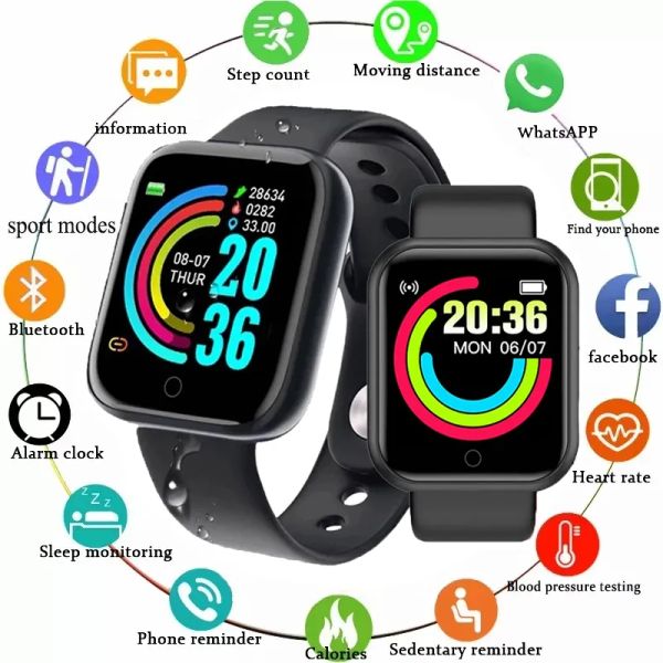 Vendita calda Y68 Smart Watch Schermo a colori Conteggio passi Modalità multi sport Promemoria messaggio Fotografia Musica Telecomando Smart Band