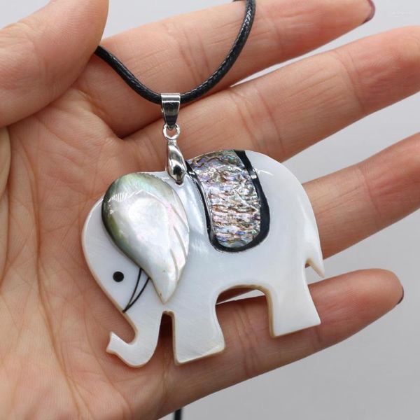 Catene Collana di conchiglie naturali Ciondolo in madreperla a forma di elefante Cavo di cuoio 2MM Charms per donne eleganti Amore regalo romantico