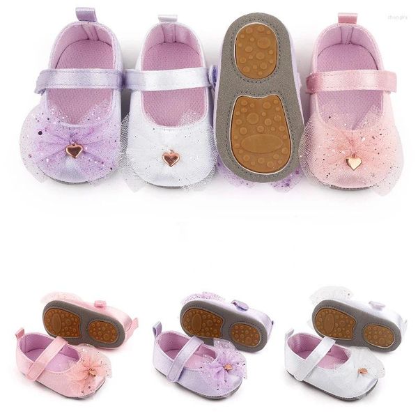 First Walkers Baby-Schuhe für Kleinkinder, rutschfest, Spitze, Schleife, Prinzessin, flache Lauflernschuhe, 0–2 Jahre, Zubehör