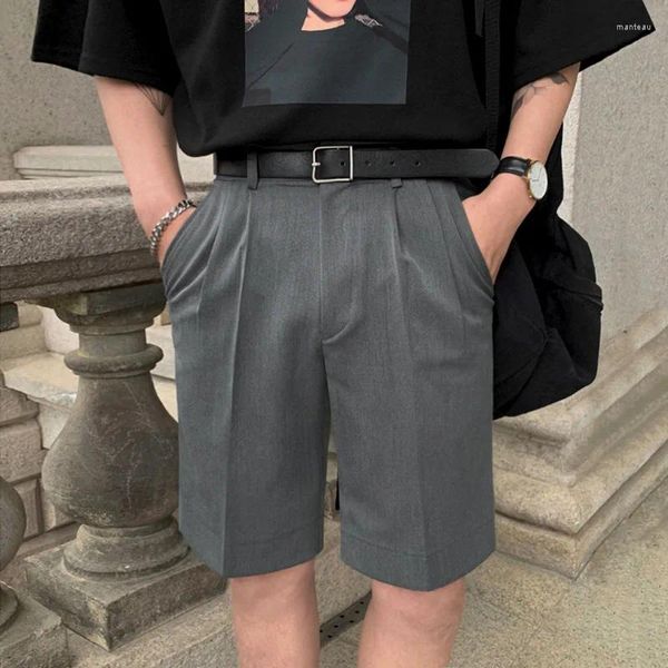 Männer Shorts Sommer Kurze Anzug Hosen Jungen Plus Größe Lose Koreanischen Stil Männer Casual Zugeschnitten Grau Khaki Büro Tragen xxl