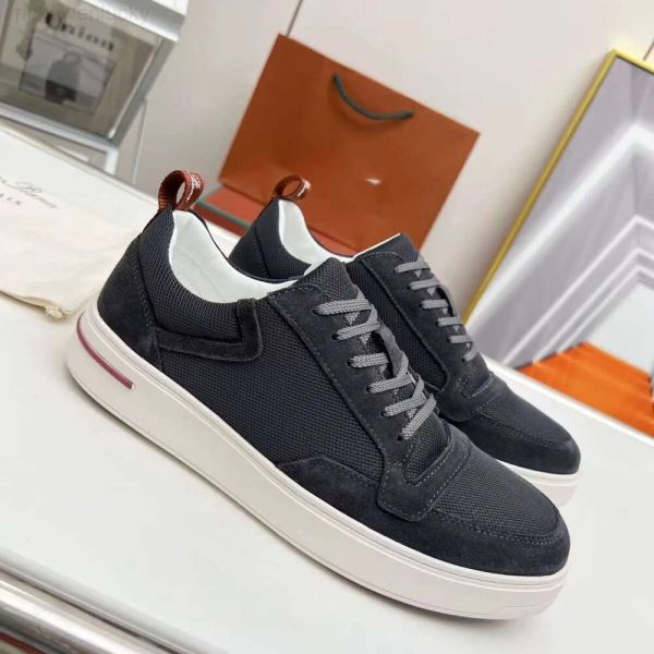 Loro Piano Men Men New Luxury Color Sneakers Top Top Shoes Low Mesh замшевая кожаная платформа для скейтборда Кромкие резиновые тренеры платья вечеринка повседневная прогулка