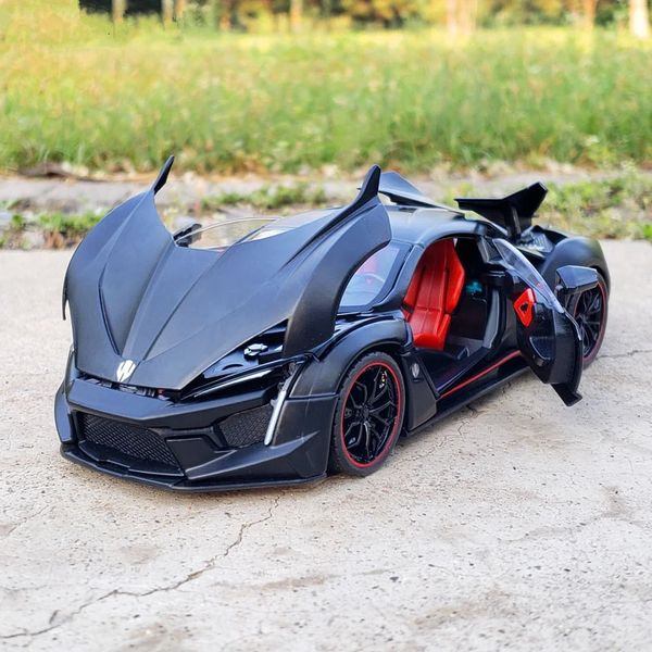 Литая под давлением модель автомобиля 1 24 Вт Motors Lykan FENYR SUPERSPORT Модель спортивного автомобиля из сплава Литая под давлением металлическая игрушечная машина Модель автомобиля Коллекция моделирования Детский подарок 231101