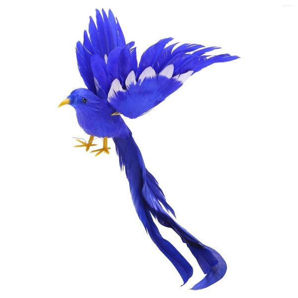 Fiori decorativi Piume di uccelli artificiali Figurine di plastica Paesaggio Ornamento Decorazioni da giardino Natale fai da te Halloween - # 2 (coda blu) 28 5