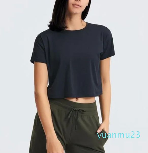 Yoga topos camisa de algodão esportes casual manga curta tshirt treino interior secagem rápida respirável regata para mulher