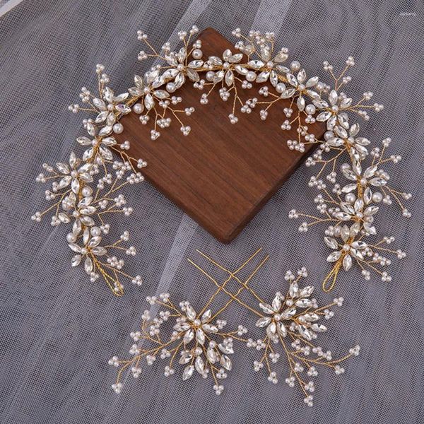 Grampos de cabelo meninas tiaras hairpin acessórios de casamento para mulheres coroa de cristal dourado cocar baile de formatura jóias noiva