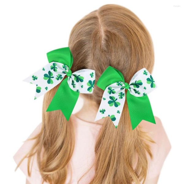 Saç Aksesuarları Bebek Bebekler Tezgüzü Bow Elastik Bantlar Bowknots St. Patrick'in Günü Yonca At kuyruğu Tutucu Scrunchie Hızlı HC188